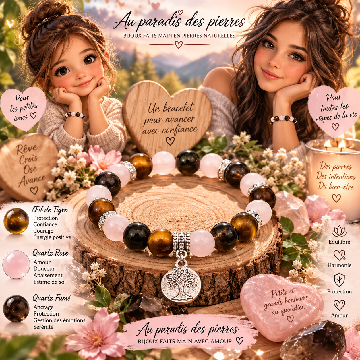 Bracelet protection ,relations familiales difficiles modèle fille