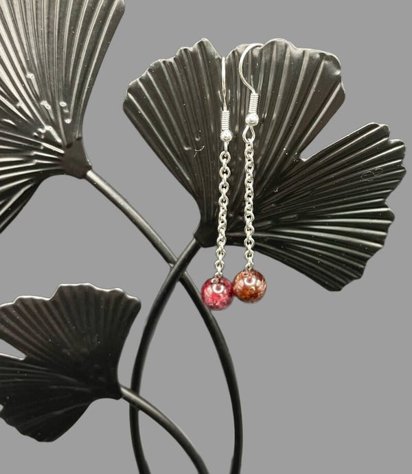 Boucle d’oreille chaînette grenat