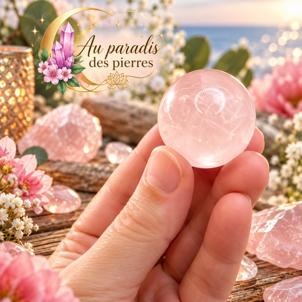 Sphère en quartz rose