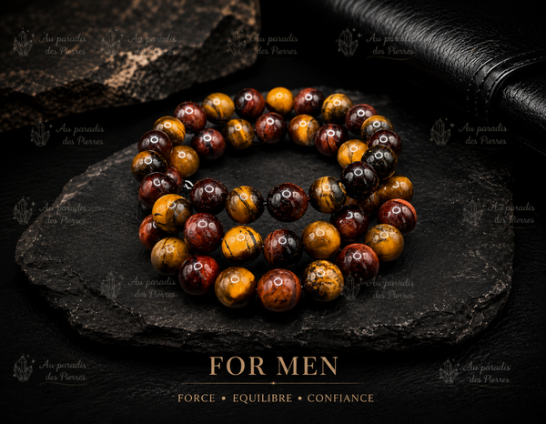 🖤 Bracelet multi tours réglable 🖤 ✨Oeil de tigre et oeil de taureau