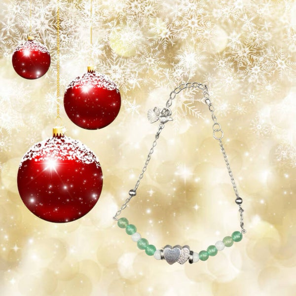 Bracelet réglable aventurine et agate blanche