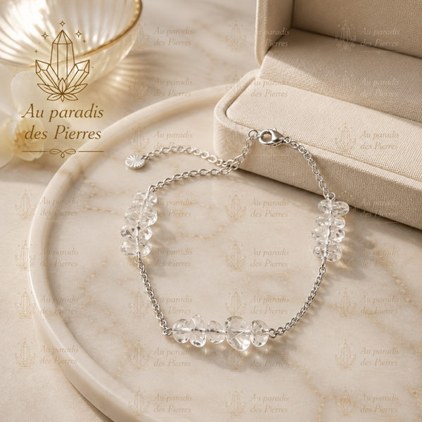 Bracelet réglable chaînette cristal de roche