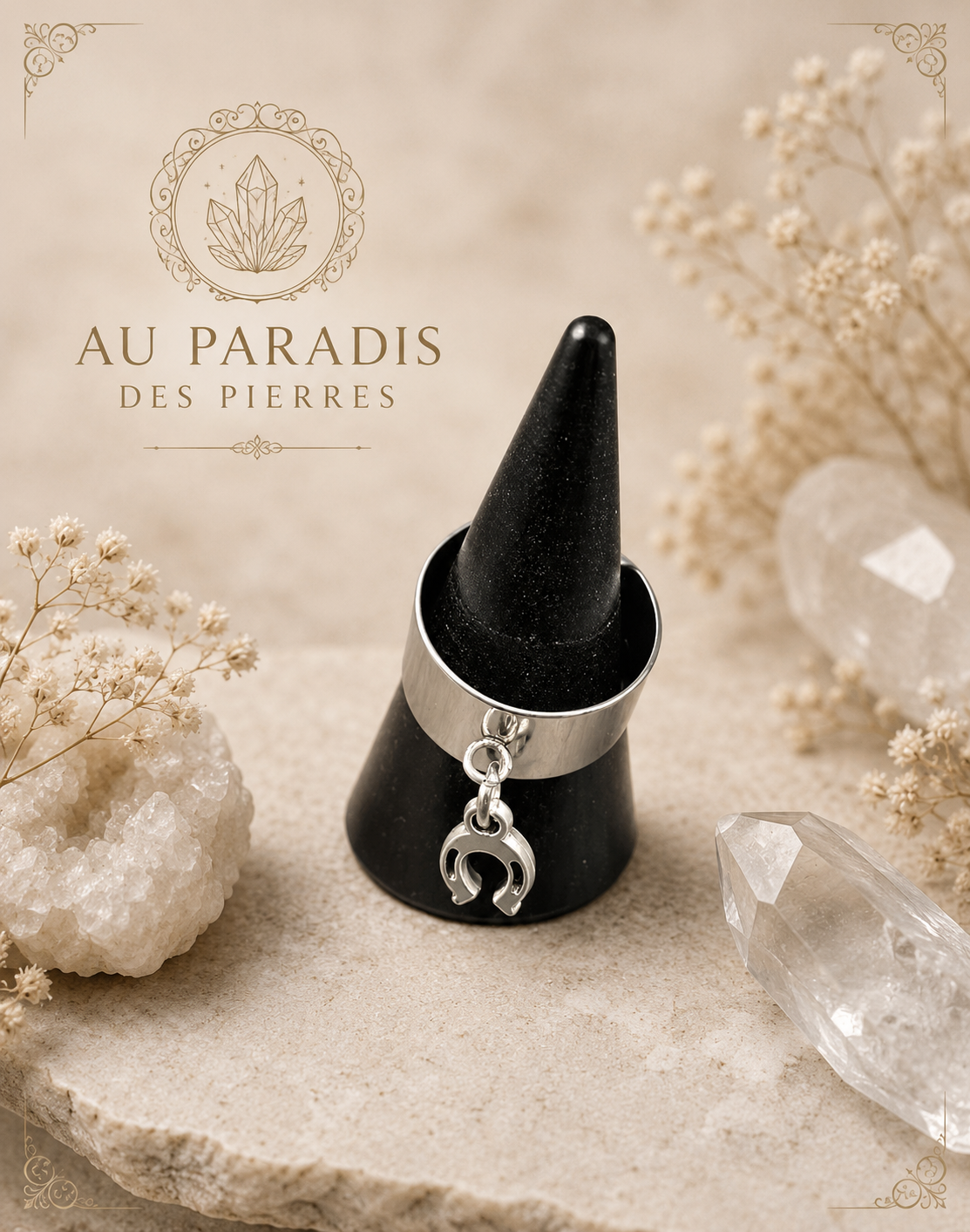 Bague réglable pampille fer à cheval