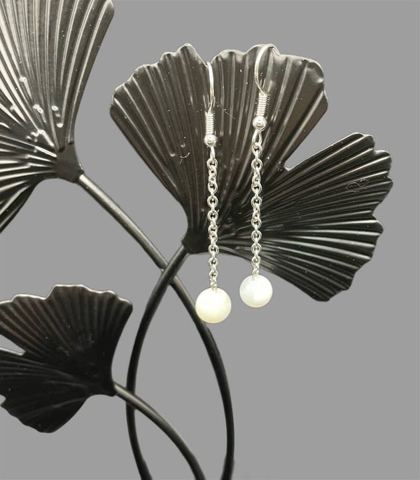 Boucles d’oreilles chaînette nacré