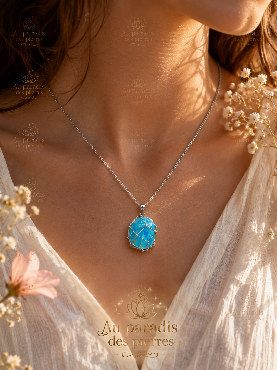 Collier porte pierres en acier inoxydable