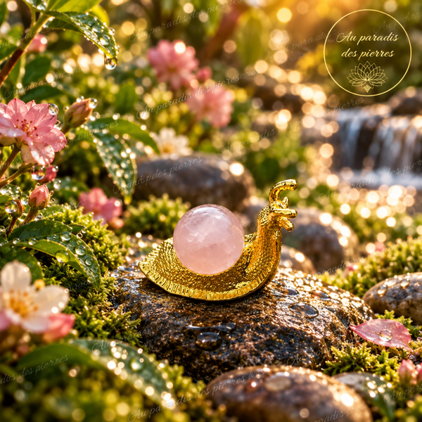 Escargot chanceux quartz rose