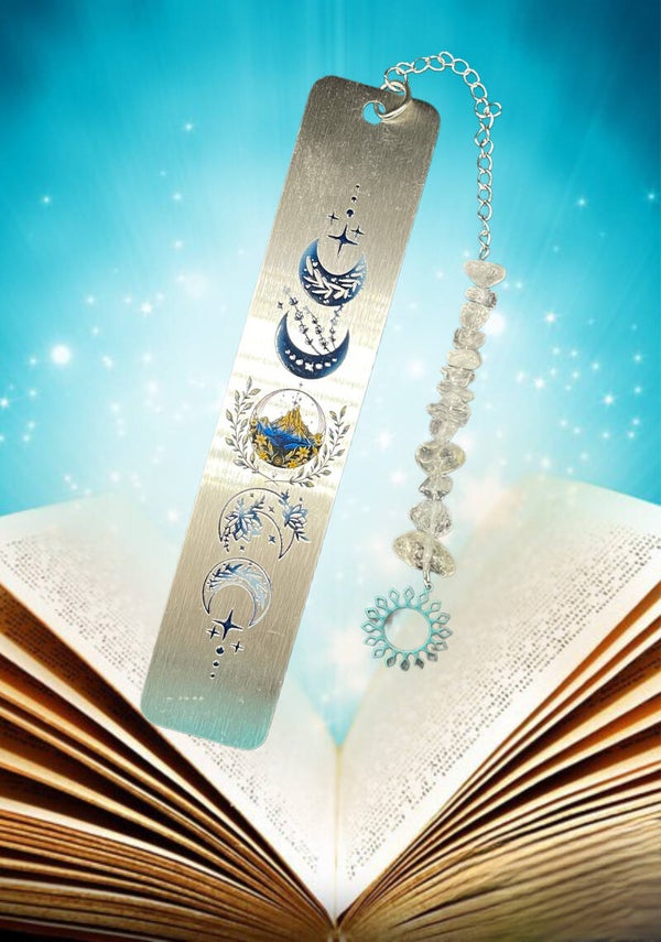 Marque page acier inoxydable cristal de roche