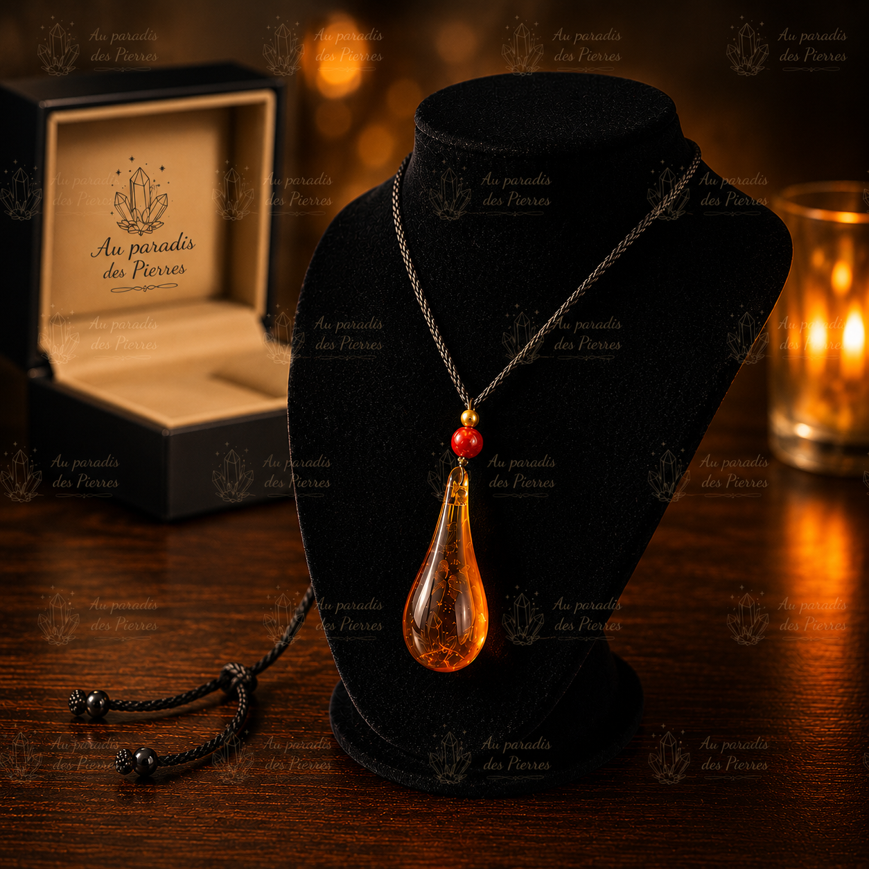 Pendentif goutte Ambre