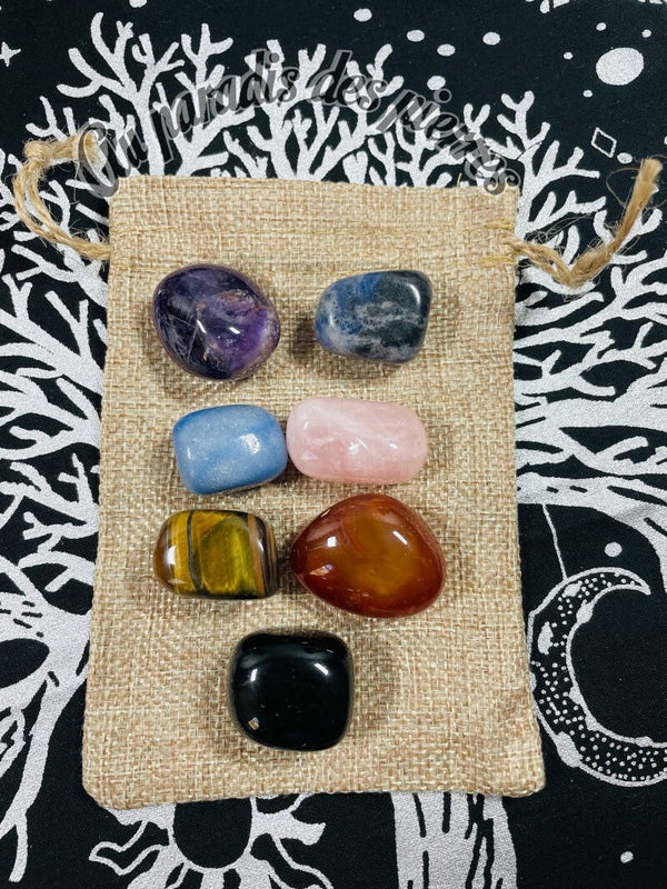 Lot 7 pierres roulées 7 chakras