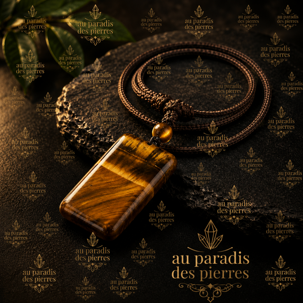 Pendentif rectangle œil de tigre
