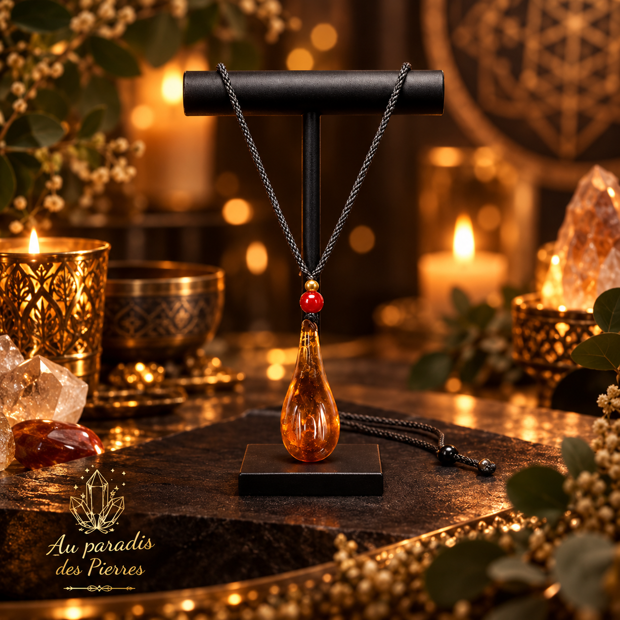 Pendentif goutte Ambre