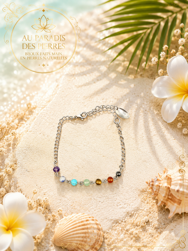 Bracelet chaînette 7 chakras