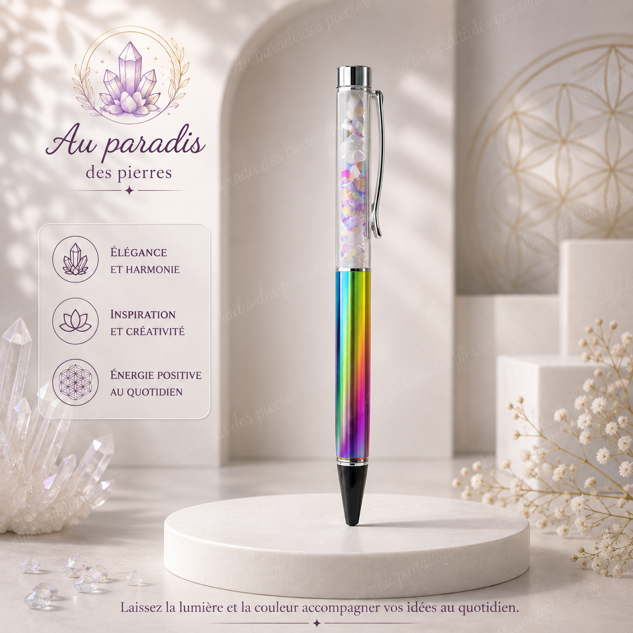 Stylo en pierres naturelles fluorite