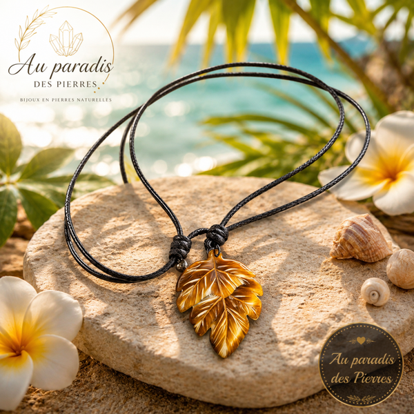 Colliers réglable avec pendentif feuilles