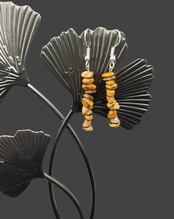 Boucle d’oreille chips œil de tigre