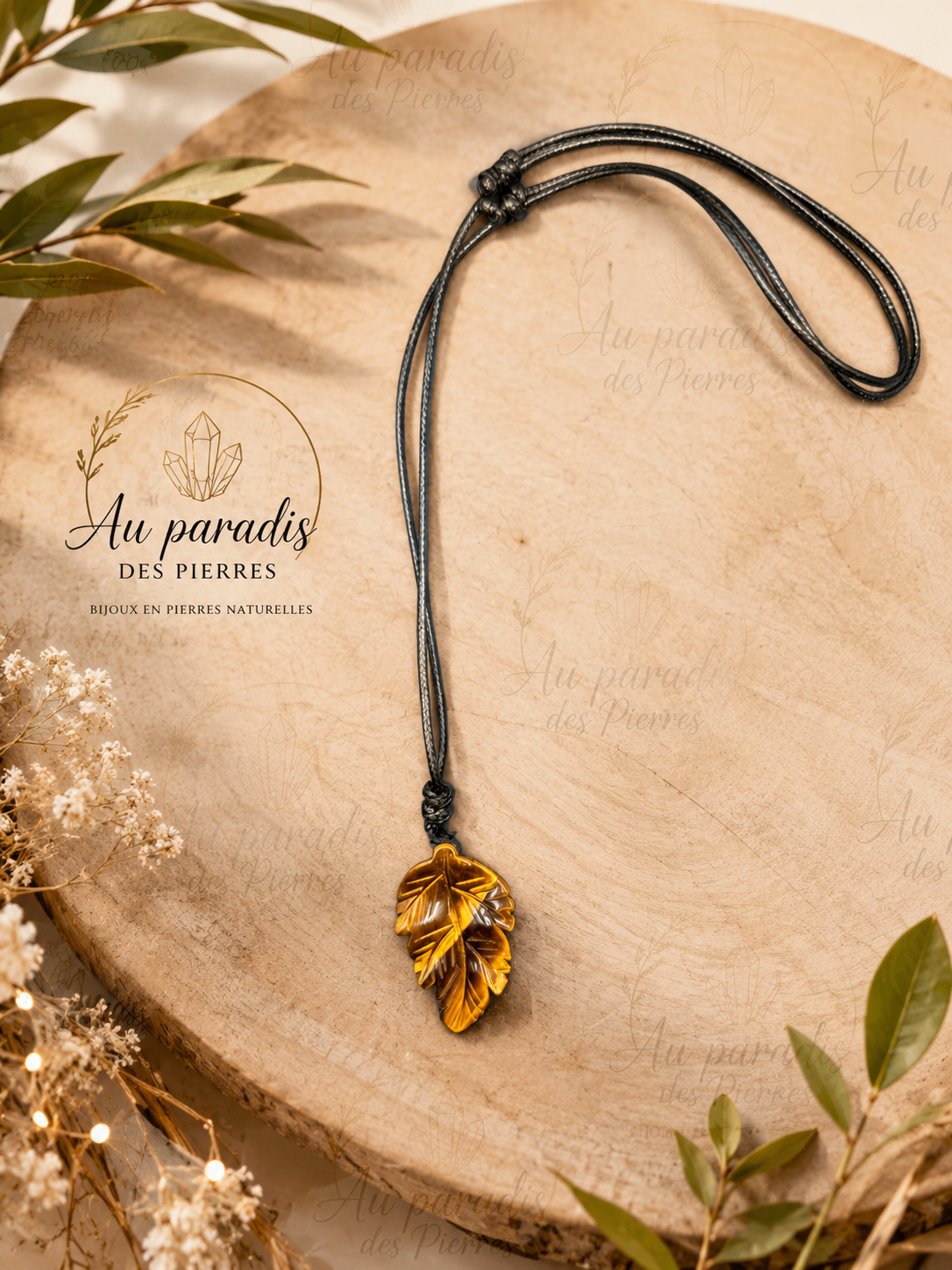 Colliers réglable avec pendentif feuilles