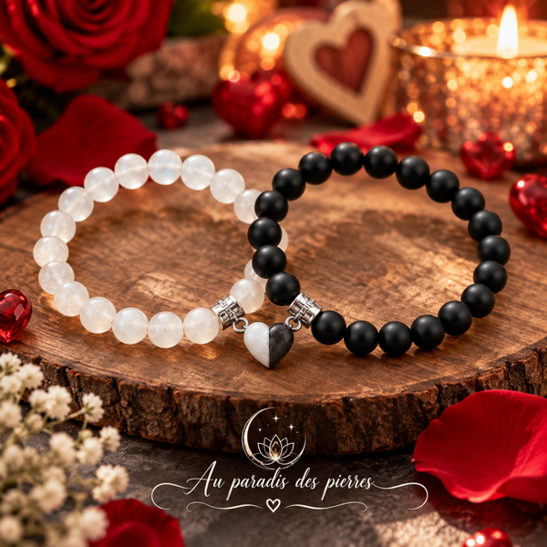 Bracelets couple cœur aimante