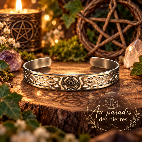 Bracelet réglable noeud de sorcière argenté