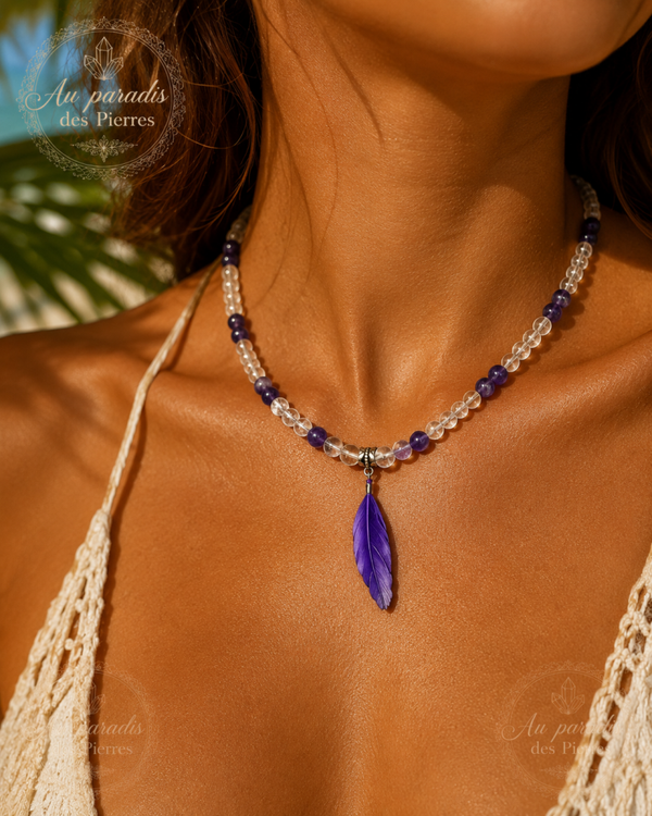 Collier améthyste et cristal de roche
