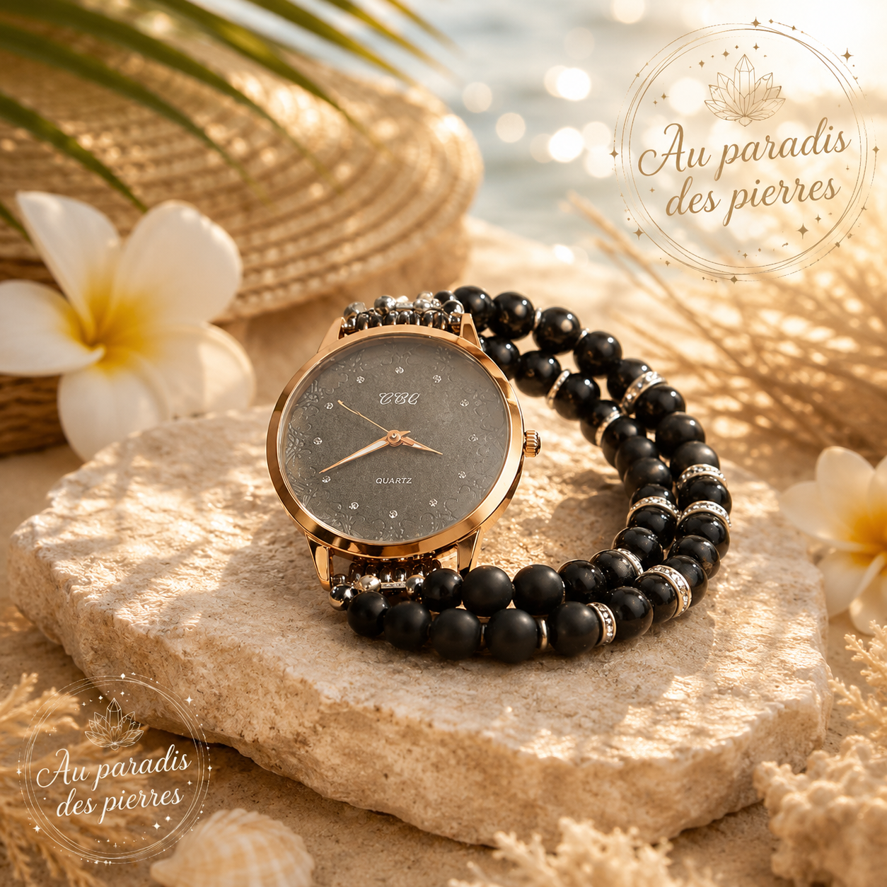 Montre double onyx Matt et agate