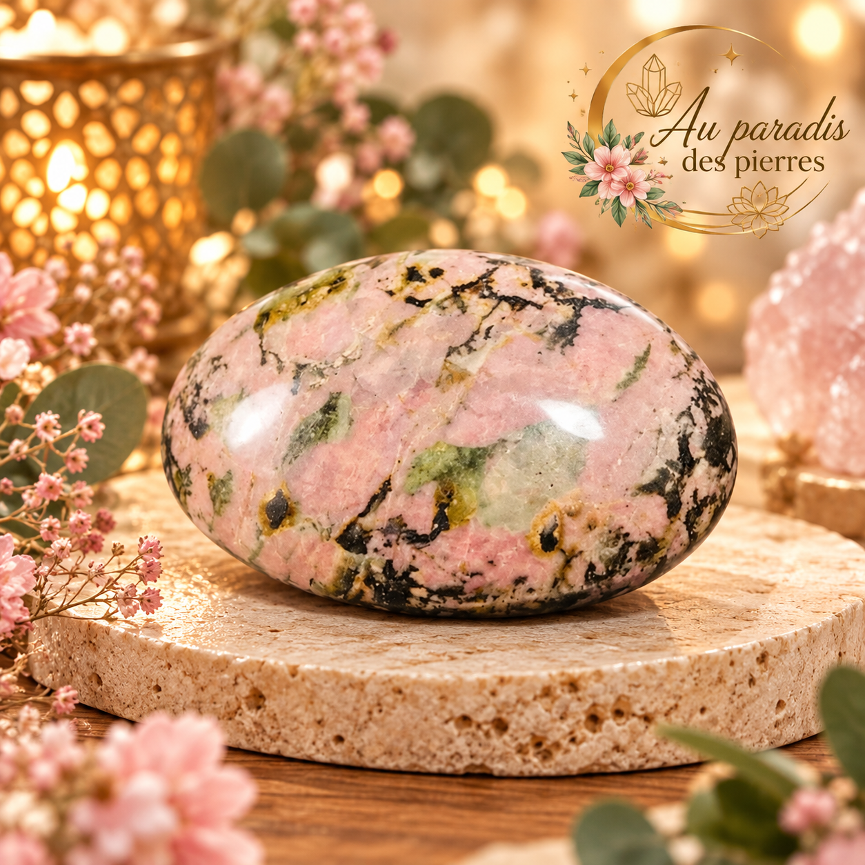 Galet en rhodonite