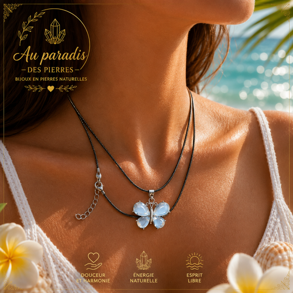 🦋Collier papillon en opaline 🦋
