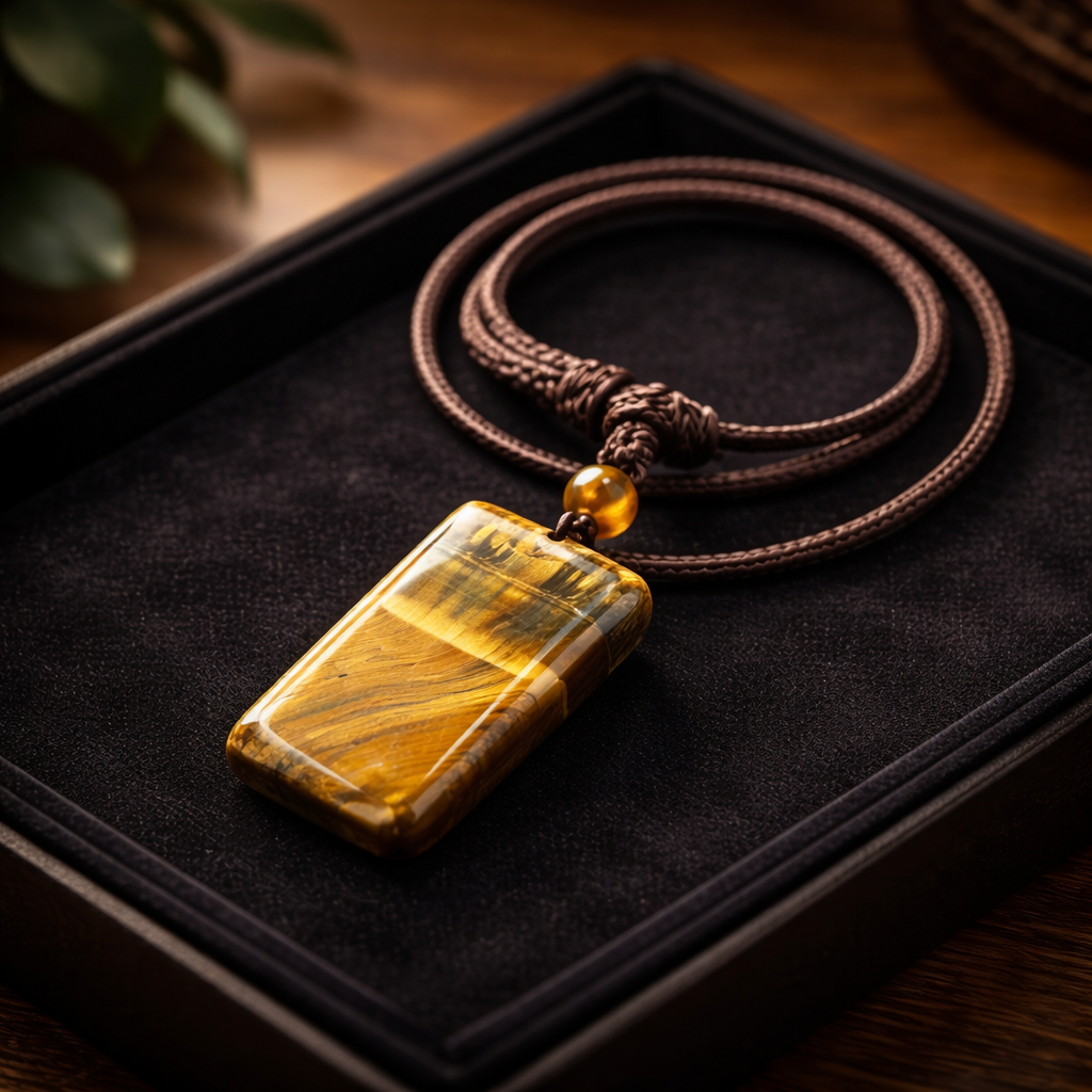 Pendentif rectangle œil de tigre