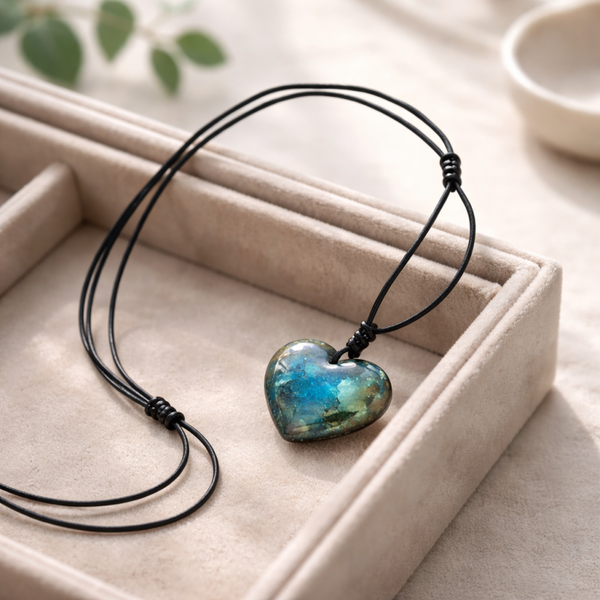Pendentif réglable coeur Labradorite