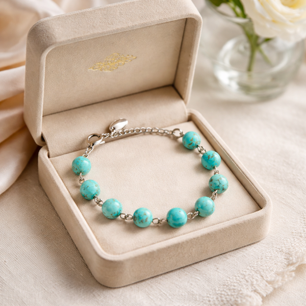 Bracelet réglable turquenite pierres 8mm