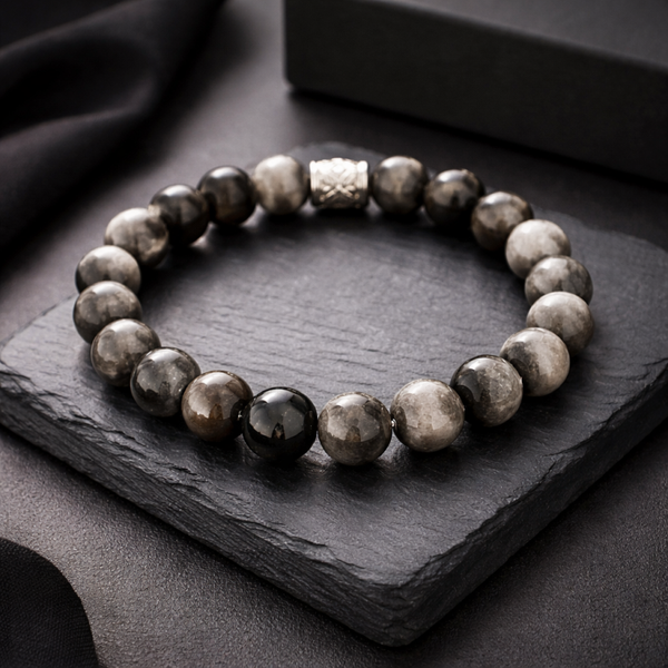 Bracelet œil de chat pierres 10mm