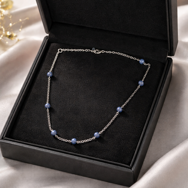 Collier chaîne et pierre de sodalite