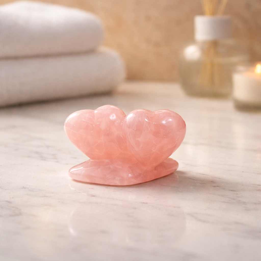 💕Double cœur en quartz rose💕