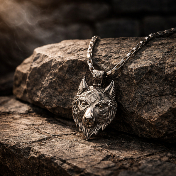 Chaîne pendentif tete de loup