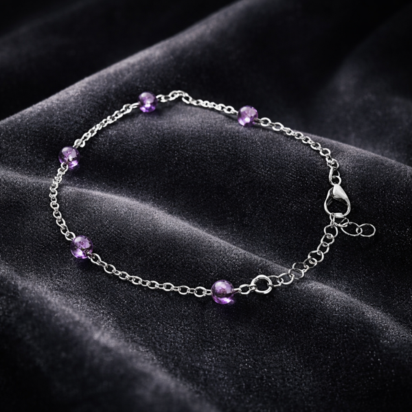 Bracelet chaînette réglable améthyste