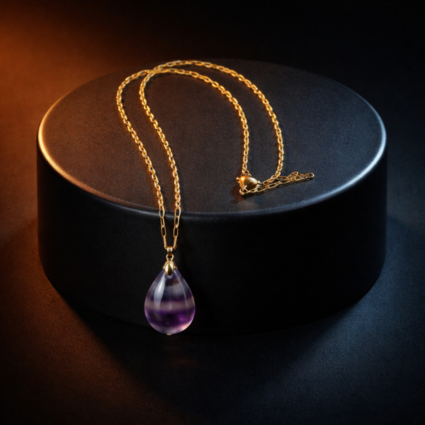 Pendentif fluorite et sa chaîne dorée