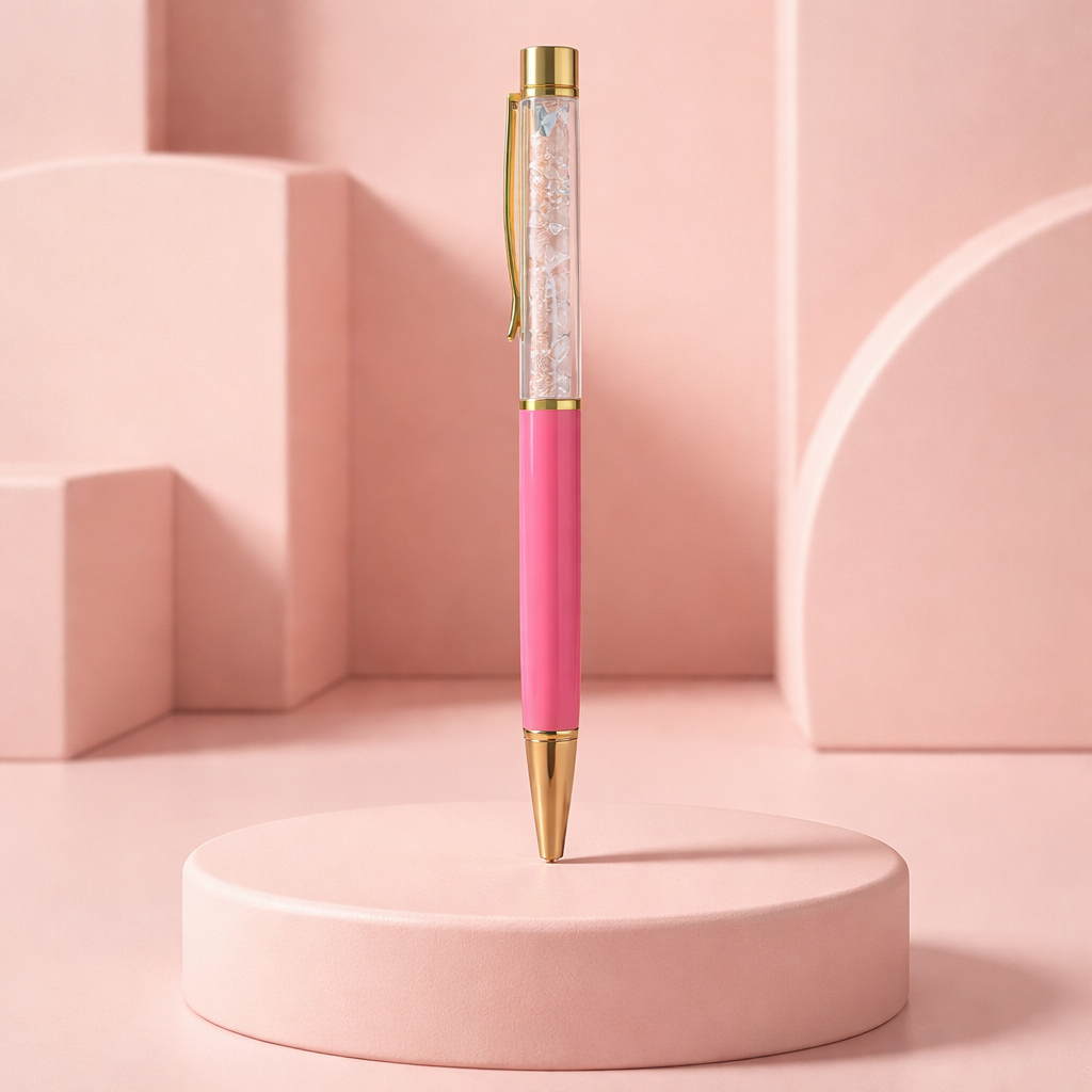 Stylo en pierres naturelles quartz rose
