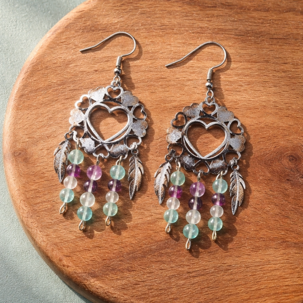 Boucles d’oreille attrapes rêve fluorite