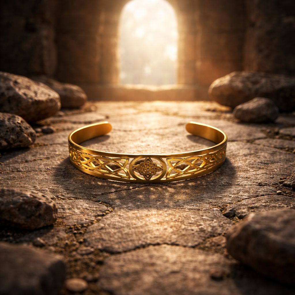 Bracelet réglable noeud de sorciere dore