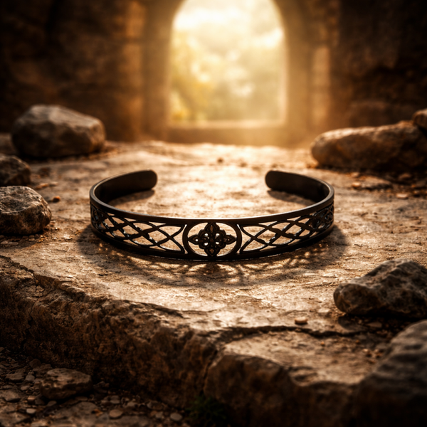 Bracelet réglable noeud de sorciere noir