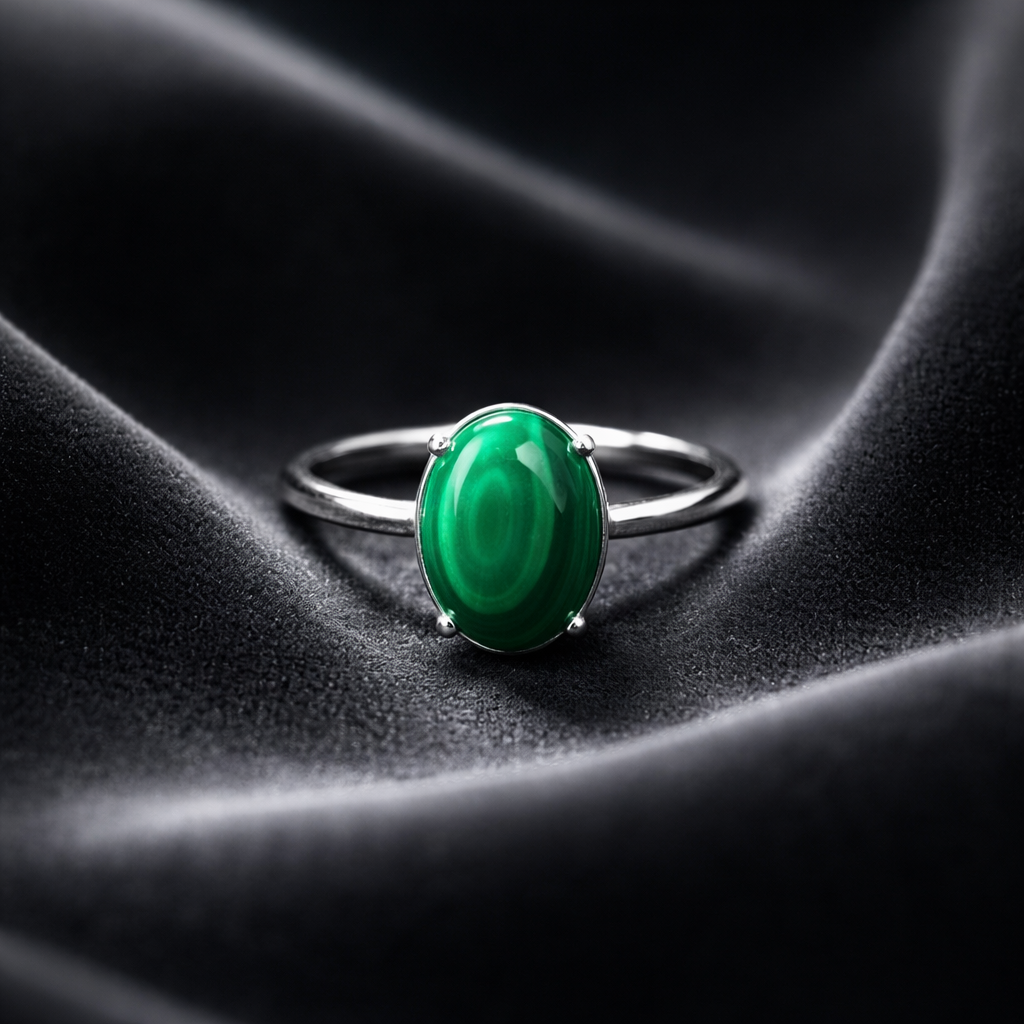 Bague réglable malachite