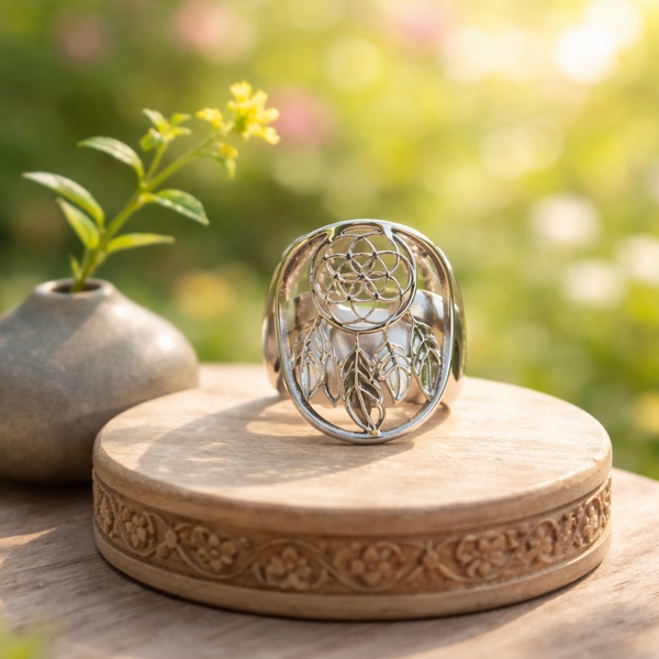 Bague réglable Fleur de vie attrapes rêves