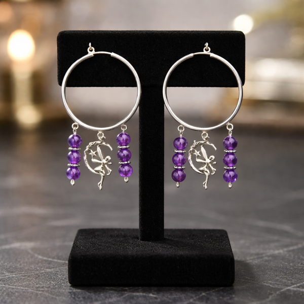 Creoles pendantes  Améthyste