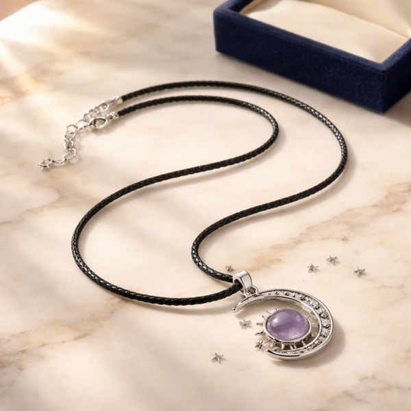 🌞Collier Pendentif En Forme De Soleil Et De Lune améthyste 🌙