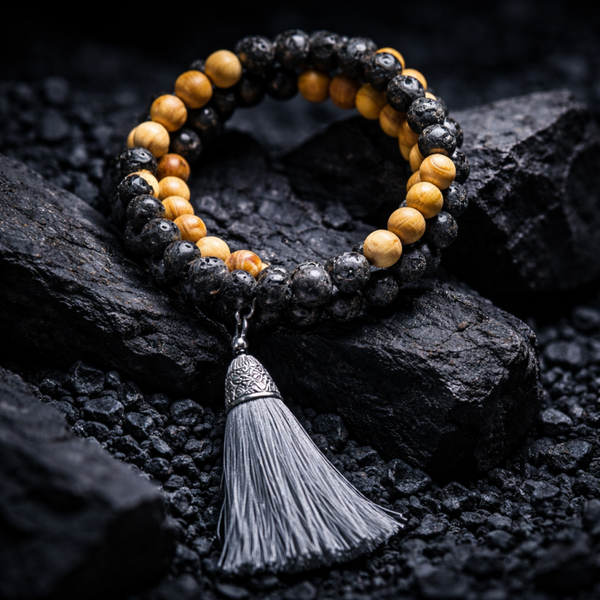 Malas bois mat et pierres de lave