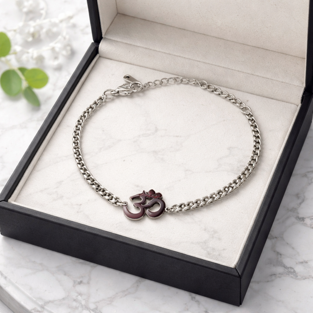 Bracelet signe OM en acier inoxydable