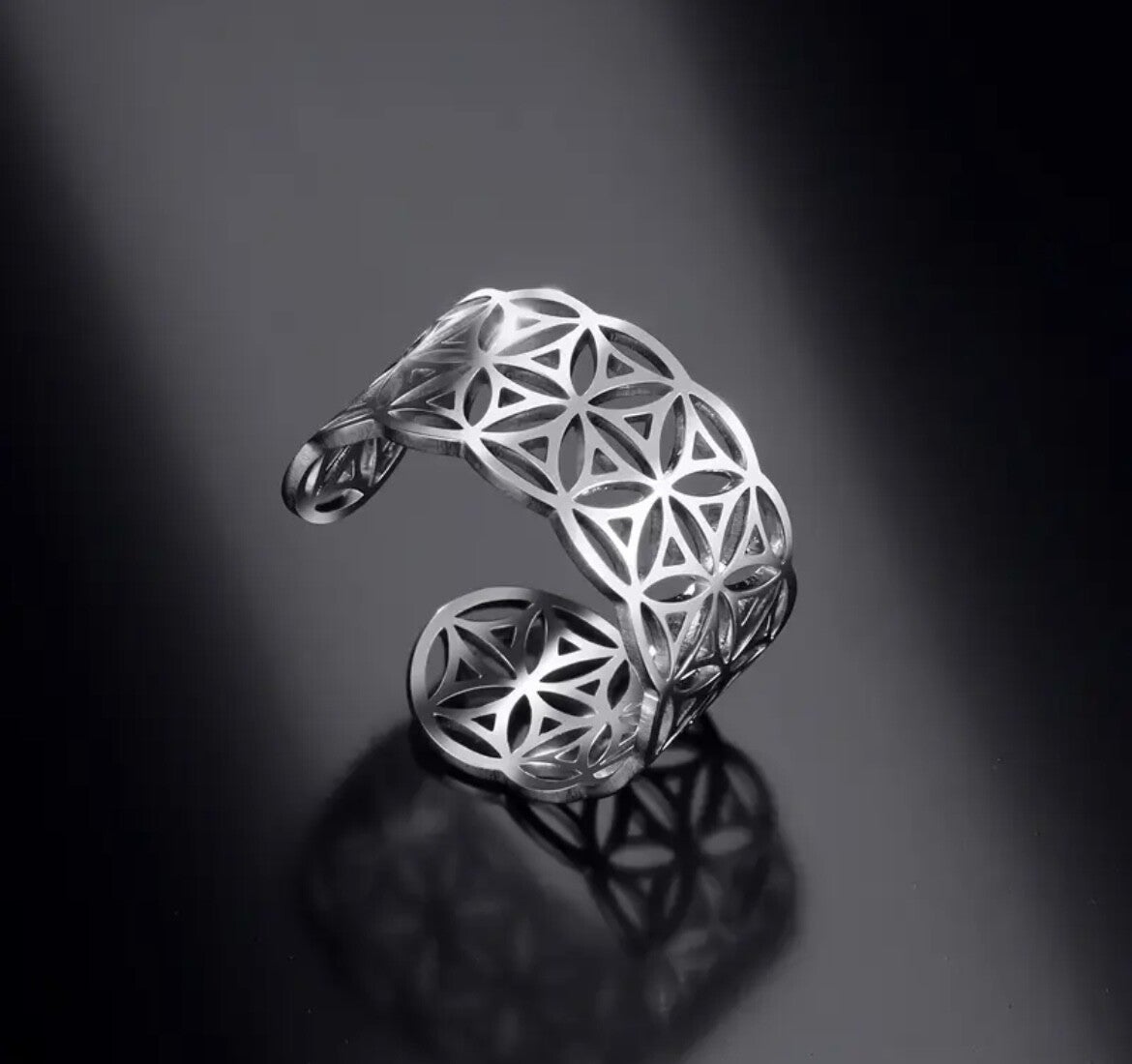 Bague ajustable fleur de vie