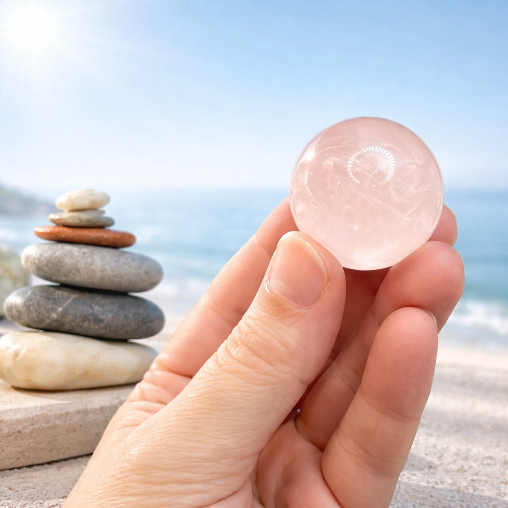 Sphère en quartz rose