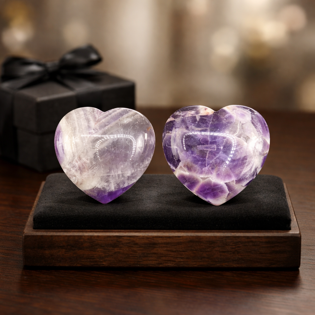 Cœur en améthyste chevron