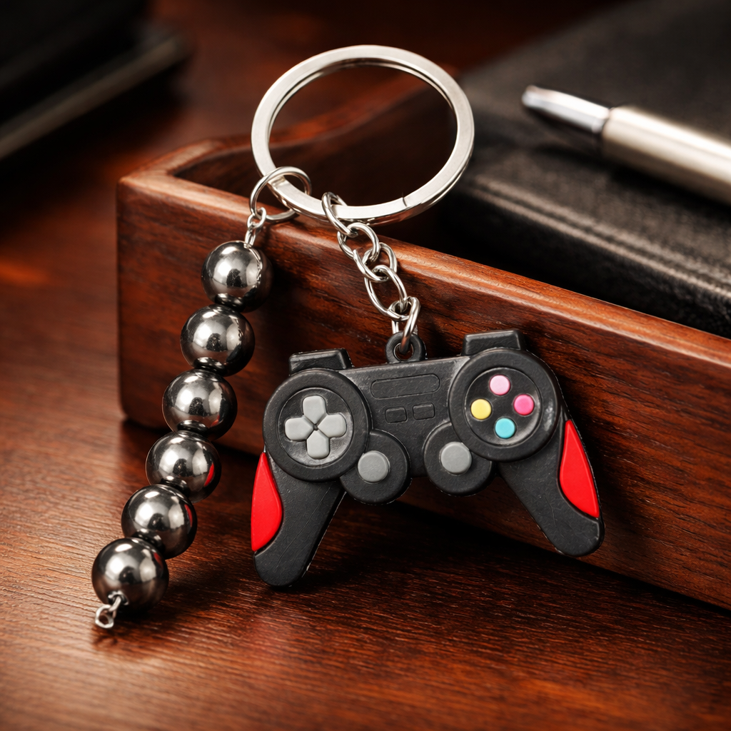 Porte clé manette et hématite 10mm