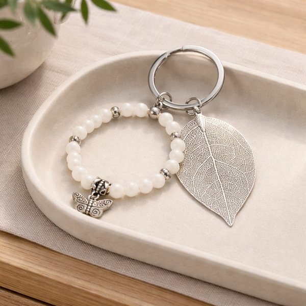 Porte clé ou bijoux sac en nacre